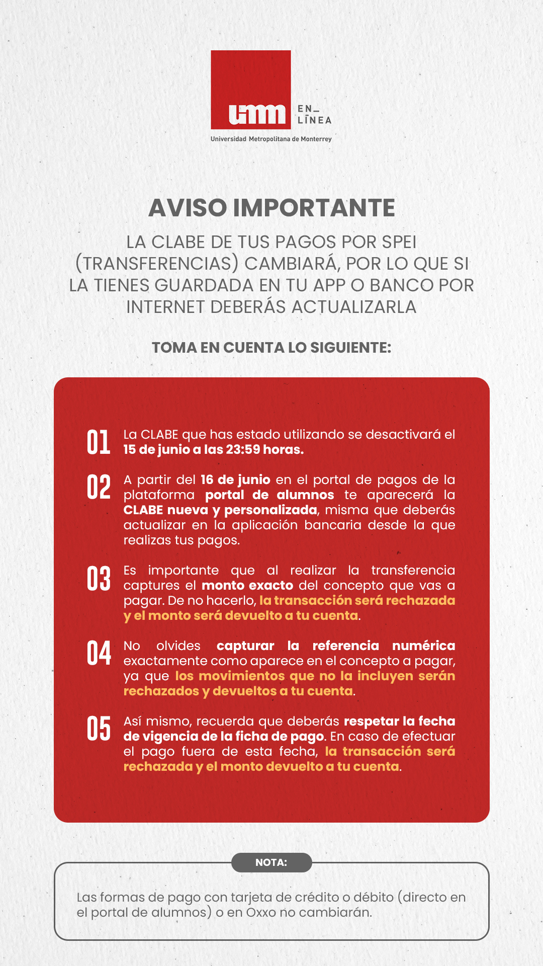 Aviso importante